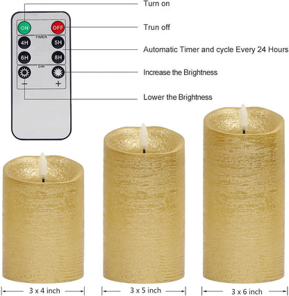 ANGELLOONG Flickering Flameless Candles, Realistic Battery Operated Candles with Remote and Timer, Set of 3 LED Candles for Fall Room Home Wedding Decor Centerpieces Table Party Christmas Decorations