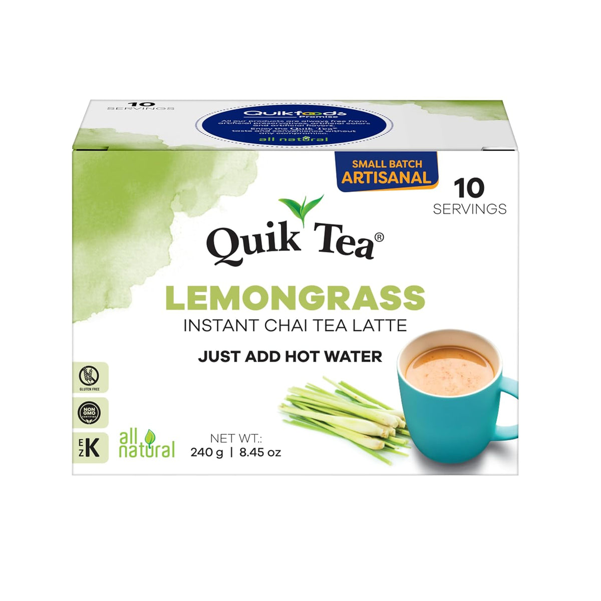 QuikTea Instant Chai Tea Latte Mix, Saffron Masala, 10 Sachets