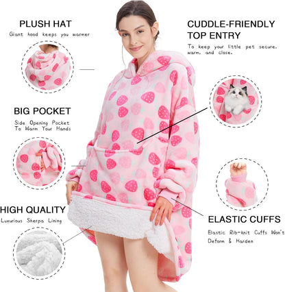 Aemilas Wearable Blanket Hoodie - Warm Sherpa Blanket Sweatshirt as Gifts for Adult Women Mom Men, One Size Fits All