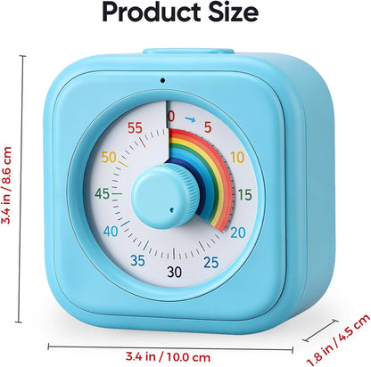 Rainbow Visual Timer for Kids, 60 Minute Silent Countdown Clock with Color Disk, Time Management Tool for ADHD, Classroom, Kitchen, Office, Study, Pomodoro