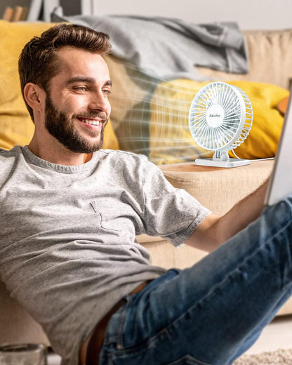 Gaiatop USB Desk Fan, Small But Powerful, Personal Portable Quiet 3 Speeds, Adjustable Mini Table Desktop fan for Cooling Home Office Car Summer Travel Gifts Blue