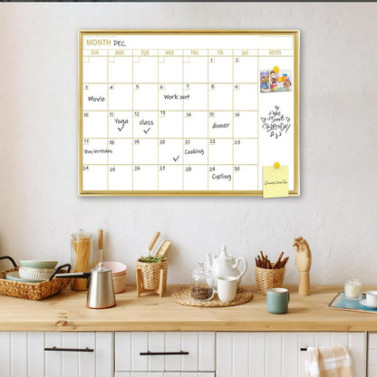 Gold Weekly Dry Erase Board for Wall,12"x16",Gold Metal Frame Weekly Planner Whiteboard for to Do List, Memo, School, Home, Office, Kitchen-GZ