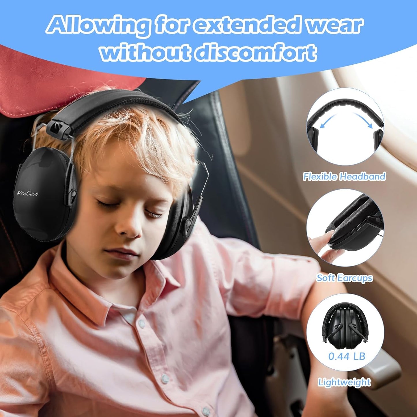 ProCase Noise Cancelling Headphones for Kids Toddler, SNR 27dB Noise Reduction Ear Muffs, Hearing Protection for Monster Jam, Concerts, Fireworks, Shooting, Air Show, Autism Sensory Needs -Blue