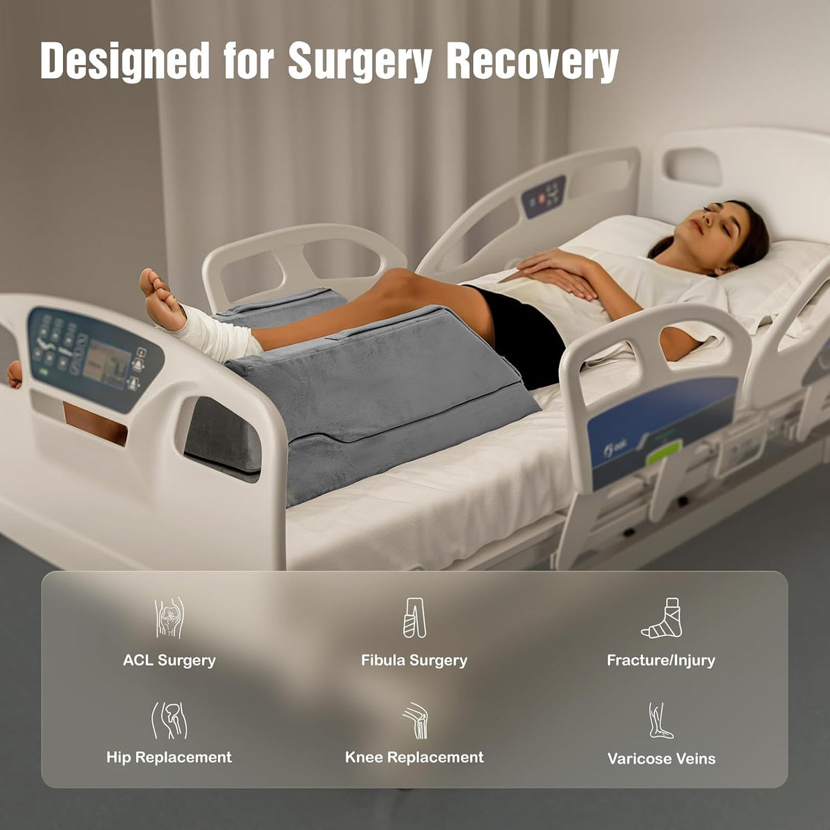 LightEase Memory Foam Leg Support and Elevation Pillow for After Surgery