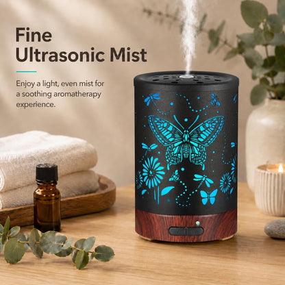 Essential Oil Diffuser, Ultrasonic Diffuser for Essential Oil, Cool Mist Humidifier Aromatherapy Diffuser with 7 Color Lighting Changing Modes, Waterless Auto Shut-Off for Home（Flower Fairy）