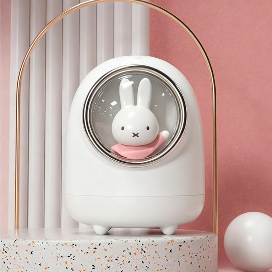 MIPOW x Miffy Cool Mist Humidifier, 350ml Humidifier with RGB Ambient Night Light, Ultra Quiet, Fine Mist, Cute Space Capsule Design, Desktop Humidifier for Bedroom Office Car, White
