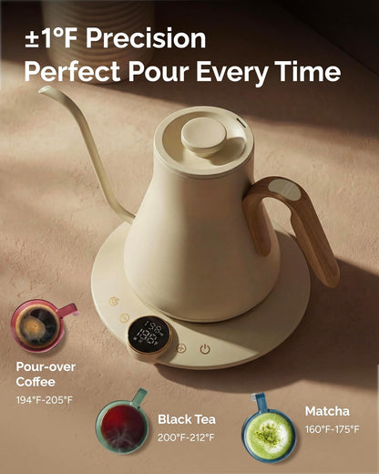 INTASTING Gooseneck Electric Kettle with ±1℉ Temperature Control 0.9 Liter
