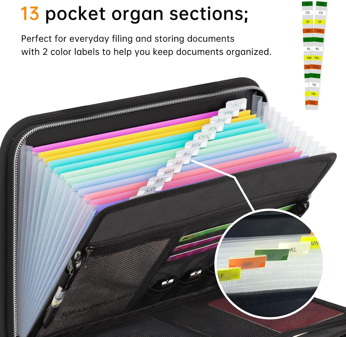 Tamfile Fireproof Accordion File Organizer, Expanding File Folder