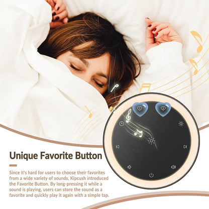 Kipcush White Noise Machine for Sleeping – High-Fidelity Non-Looping Sounds, Dimmable Night Light, USB Powered, Sleep Sound Machine for Baby, Kids & Adults (A - Model White+, Standard)