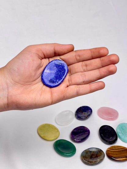 Natural Polished Thumb Palm Crystal for Meditation, Labradorite Worry Stone for Stress Relief, Anxiety Support & Pocket Reiki Healing