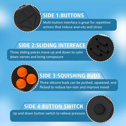 Fidget Dodecagon-12 Sided Fidget Toy Stress Relief Cube for Children and Adults, Silent Compact Classroom Gifts Stocking Stuffers for Teen Boys, Kids(B3 Blue Sky)