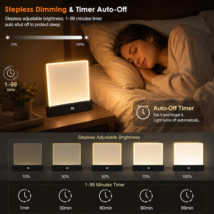 Gayrrnel LED Flat Book Light for Reading, Book Light for Reading in Bed, 3 Color Mode, Eye Care Stepless Dimmable, Portable USB Rechargeable 1200mAh Battery, Auto-Off Timer