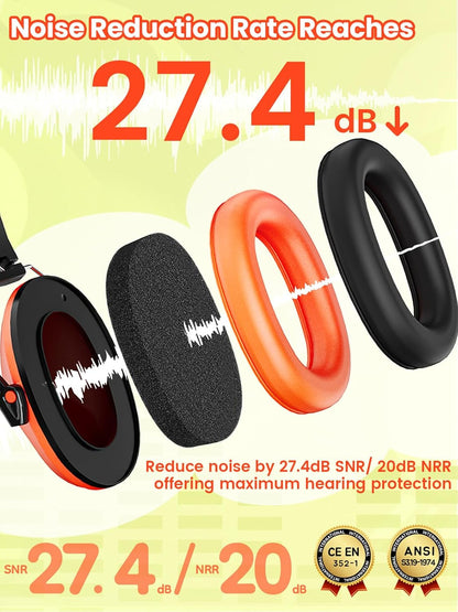 Dr.meter Ear Muffs for Noise Reduction: 27.4SNR Noise Cancelling Headphones for Kids Adults, EM100 Adjustable Hearing Protection Earmuffs for Monster Jam, Autism Sensory, Concerts, Fireworks