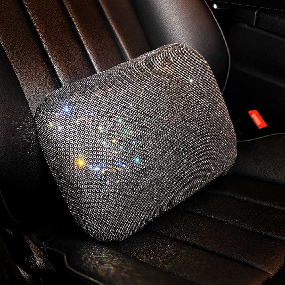 Carwales Emulsion Lumbar Support Pillow for Car Driving Seat Relax Soft Lower Back Support Home Office Chair Cushion Desk Accessories Waist Pain Relief Black