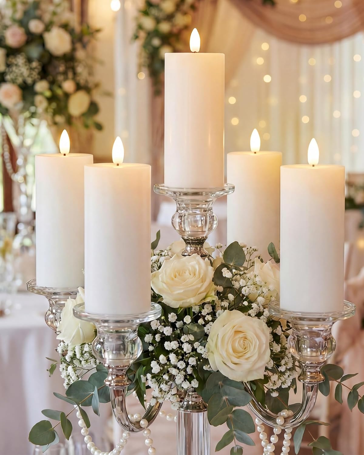 VIHOSE 12 Pack White Flameless Candles Set with Remote and Timer Flickering Flameless Battery Candles Flat Top LED Pillar for Wedding Outdoor Home Festival Decoration(D 3'' H 4'' 5'' 6'')