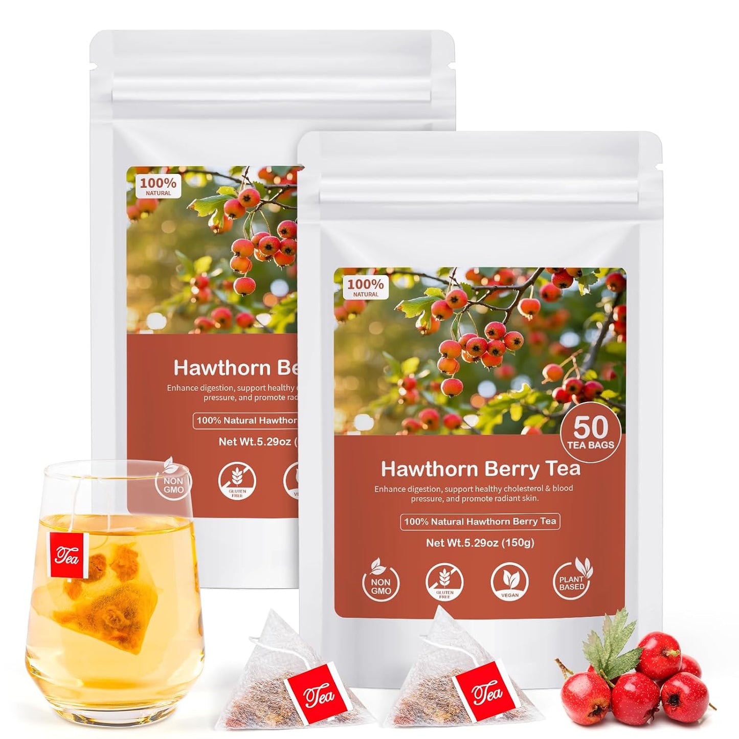 Peppermint Tea, 50 Tea Bags - Pure Peppermint Leaves, Caffeine Free Mint Herbal Tea Bags - Supports Healthy Digestion, Wellness & Refreshment (50 Counts, Pack of 1)