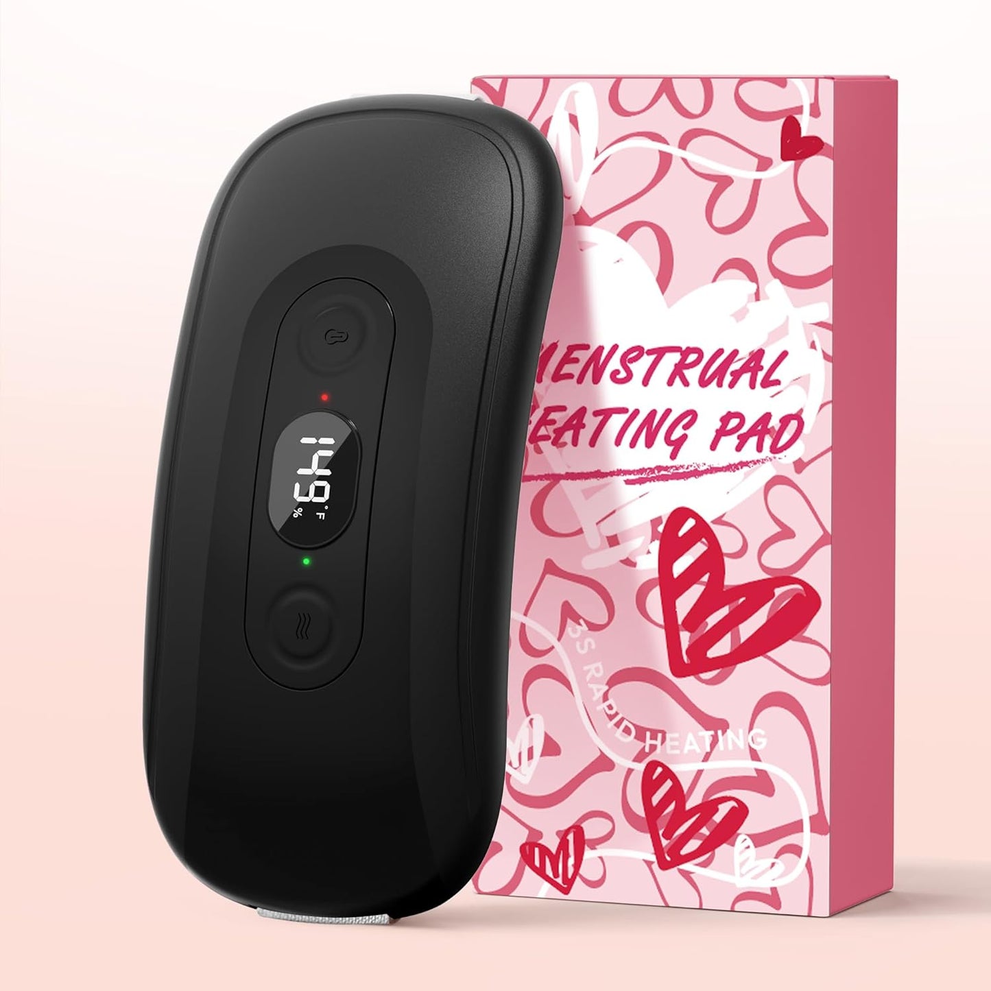 Portable Heating Pad: 2 Timer 6 Heat Levels 6 Vibration Modes Cordless Electric Heating Pad 3s Fast Heating Travel Heating Pad Gifts for Women Christmas Birthday Pink