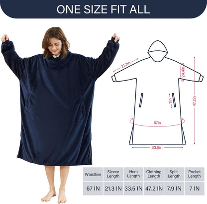 LetsFunny Blanket Hoodie,Oversized Wearable Sherpa Fleece Blanket Sweatshirt,Super Soft Warm Cozy with Giant Pocket,Gifts for Women Men Adults Teenagers, One Size Fits All