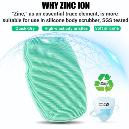 Canroom Silicone Body Scrubber - Zinc Infused-Highly Elastic Bristles Exfoliating Body Scrubber for Shower Body,Cellulite Reduction,Blood Circulation- Black