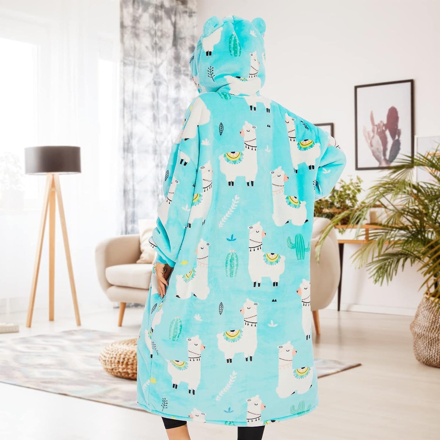 THREE POODLE Wearable Blanket Hoodie for Women, Oversized Sherpa Sweatshirt Blanket for Adults Men, Cozy Hooded Blankets, Gifts for Teen Girls Women Mom Sister