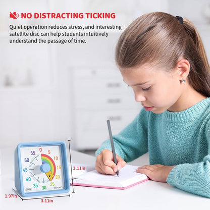 Secura 60-Minute Visual Timer for Kids, Time Clocks, Countdown Timer for Office Kitchen, Classroom Timer for Kids, Silent Time Management Tool (Navy Blue & Navy Blue)