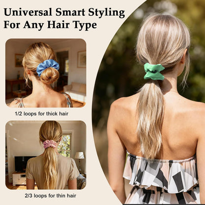 Satin Scrunchies for Women – 8PCS Blush & Brown Silk Hair Ties Set – No Crease, Frizz-Free, Gentle Elastic Hair Bands, Soft & Stylish Everyday Hair Accessories Gifts
