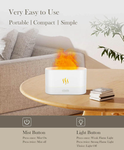 Aegci Flame Air Diffuser Humidifier, 180ML Essential Oil Diffuser with Fire Mist Effect, Ultrasonic Aroma Diffuser, 2 Brightness Modes, Auto-Off, for Bedroom Home Office(Black)