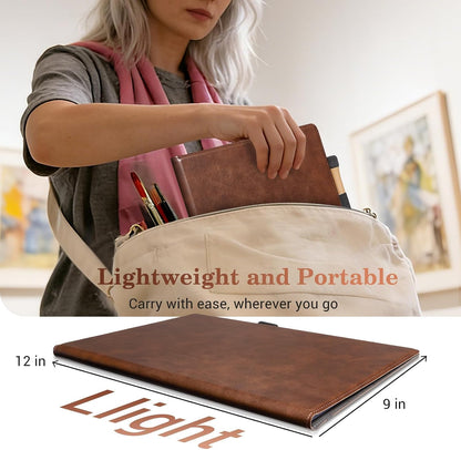 CoBak 6 Sides Portable White Board 12x9 inch (A4) - Notebook Design Dry Erase Small Board with Pocket and 3 Markers, Anti-Ghosting Surface for Office, School, Homeschool with Gift Box (Brown)