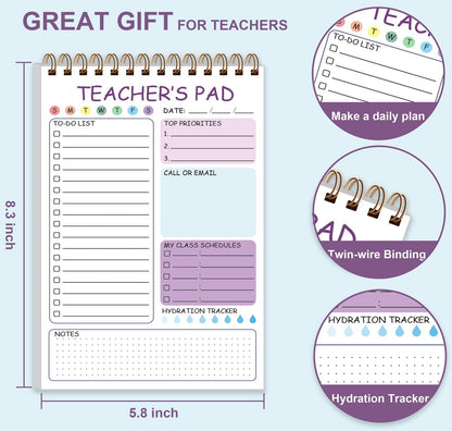Teacher Notepad - A4 Teacher To Do List Notepad, Spiral Checklist Notebook Organizer for Teachers Notes Task Appointment, Teacher Appreciation Gifts, 8'' x 11'', Green