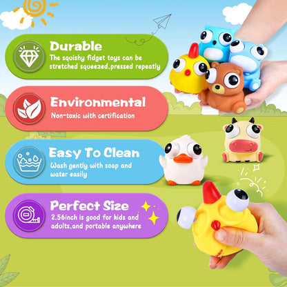 VESPRO 12 Pack Fidget Stress Balls for Adults, Cute Octopus Stress Sensory Stress Ball, Bulk Squishy Squeeze Ball Toys Set for Classroom Prizes and Birthday Party Favors