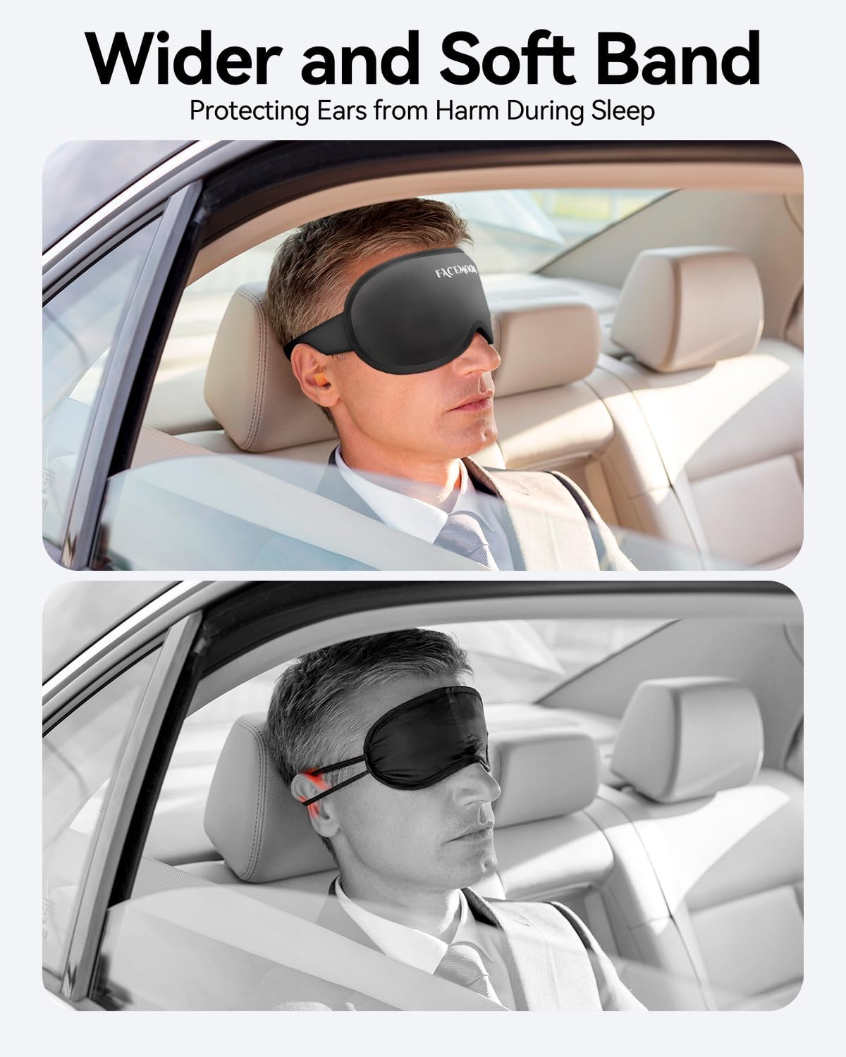 Blackout Weighted Eye Mask for Sleeping: 3D Contoured Gentle-Pressure Sleep Mask for Men & Women - Airplane Travel & Night Shift Essentials, Zero Eye Pressure, Breathable Blindfold, Black