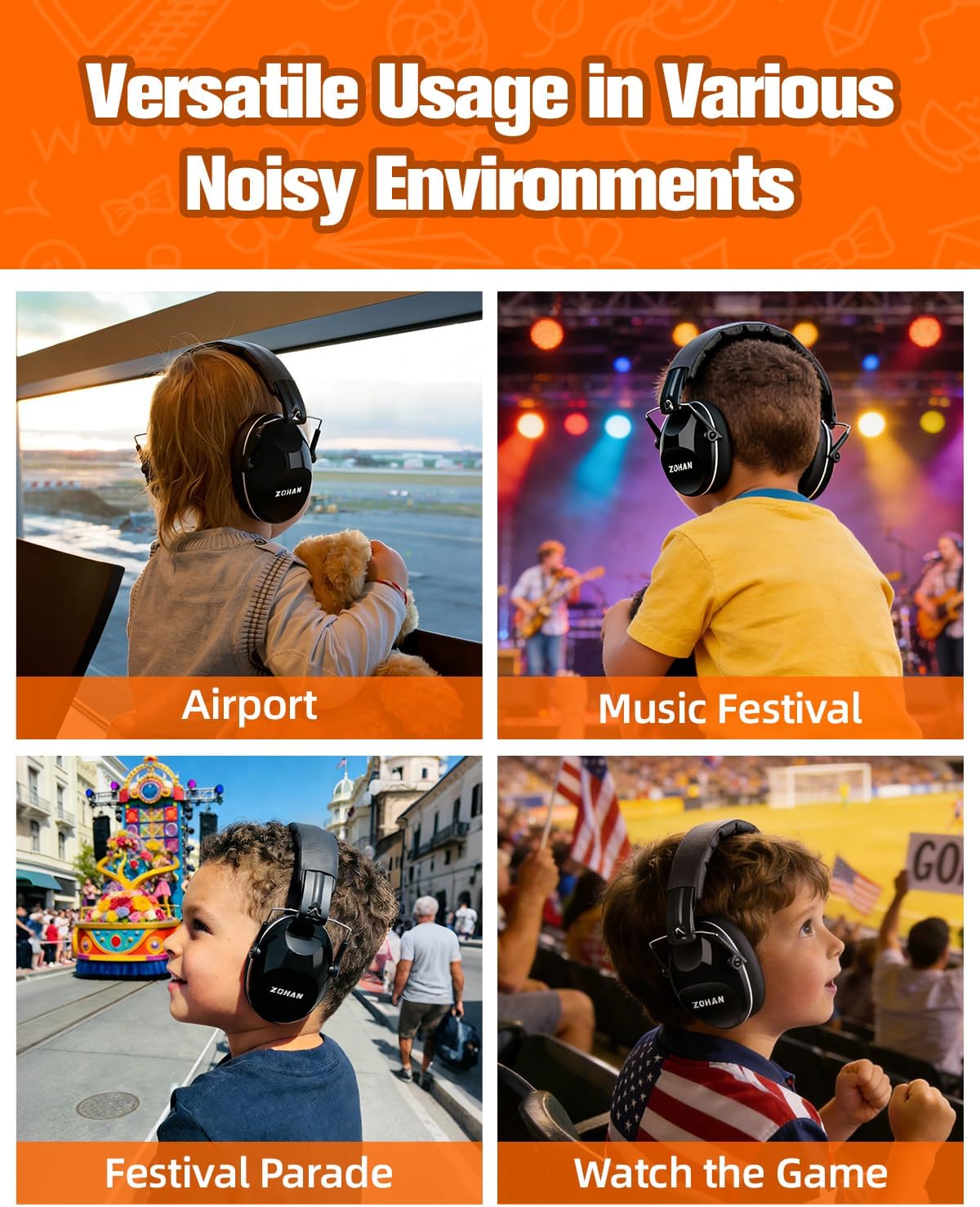 ZOHAN 032 Kids Noise Canceling Headphones - 25dB NRR Kids Ear Protection Earmuffs for School, Monster Jam, Fireworks, Travel, Air Show, Concert, Autism - Pink