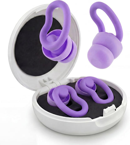 Ear Plugs for Sleeping, 2 Pairs Reusable Ear Plugs for Side Sleepers, 6 Sizes Silicone Ear Tips (Single & Dual Layer) 30dB Noise Reduction for Snoring, Travel & Focus