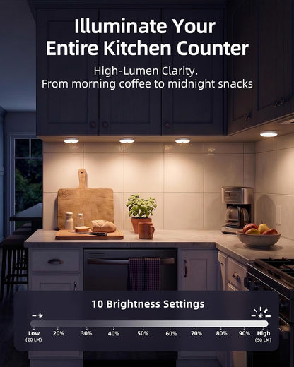 EZVALO RGB Under Cabinet Puck Lights with Remote, Motion Sensor Lights
