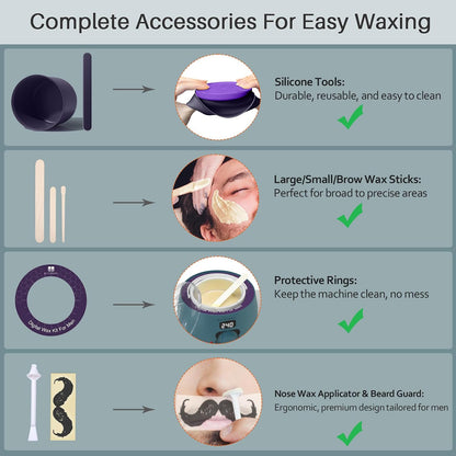 BLITZWAX Brazilian and Bikini Waxing Kit for Women, Hard Wax Warmer for Face, Legs and Body, At Home Hair Removal Kit, Beginner Friendly, Digital Fast Heating, 51 Wax Items