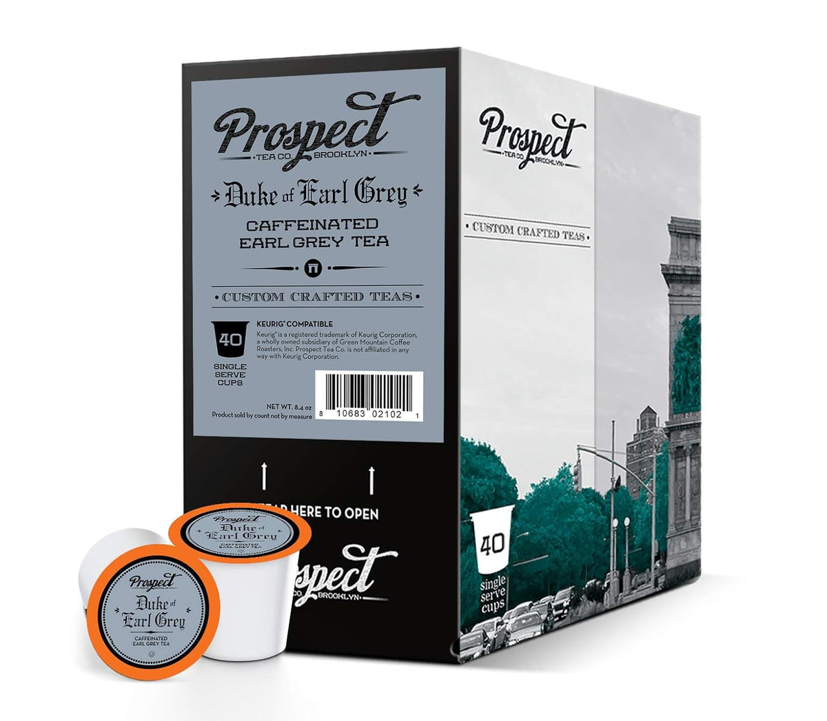 Prospect Tea Co. Duke Of Earl Grey Tea Pods Compatible with K Cup Brewers Including 2.0, 40 Count