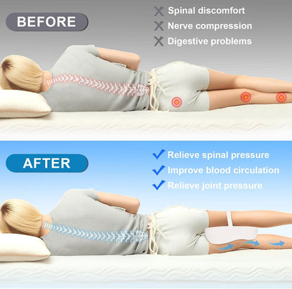 Knee Pillow for Side Sleepers Memory Foam Sciatica Pain Relief Leg Pillow, Removable Breathable Cover & Elastic Strap Grey