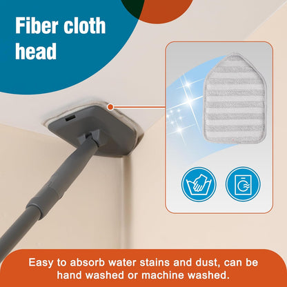 CLEANHOME Tile Tub Scrubber Brush with 3 Different Function Cleaning Heads and 56" Extendable Long Handle-No Scratch Shower Scrubber for Cleaning Bathroom Kitchen Toilet Wall,Bathtub,Sink,Grey
