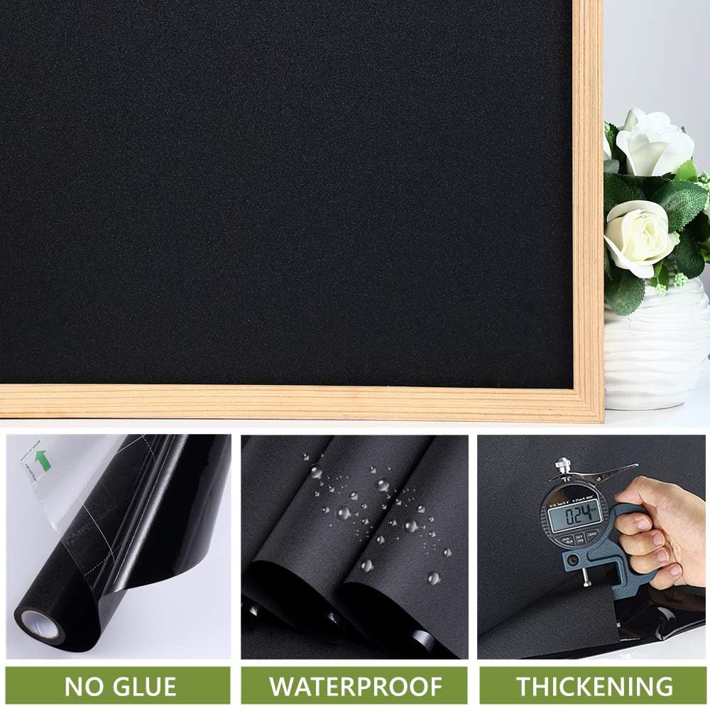 VELIMAX Static Cling Total Blackout Window Film Privacy Room Darkening Window Tint Black Window Cover 100% Light Blocking No Glue (17.7 x 78.7 inches)