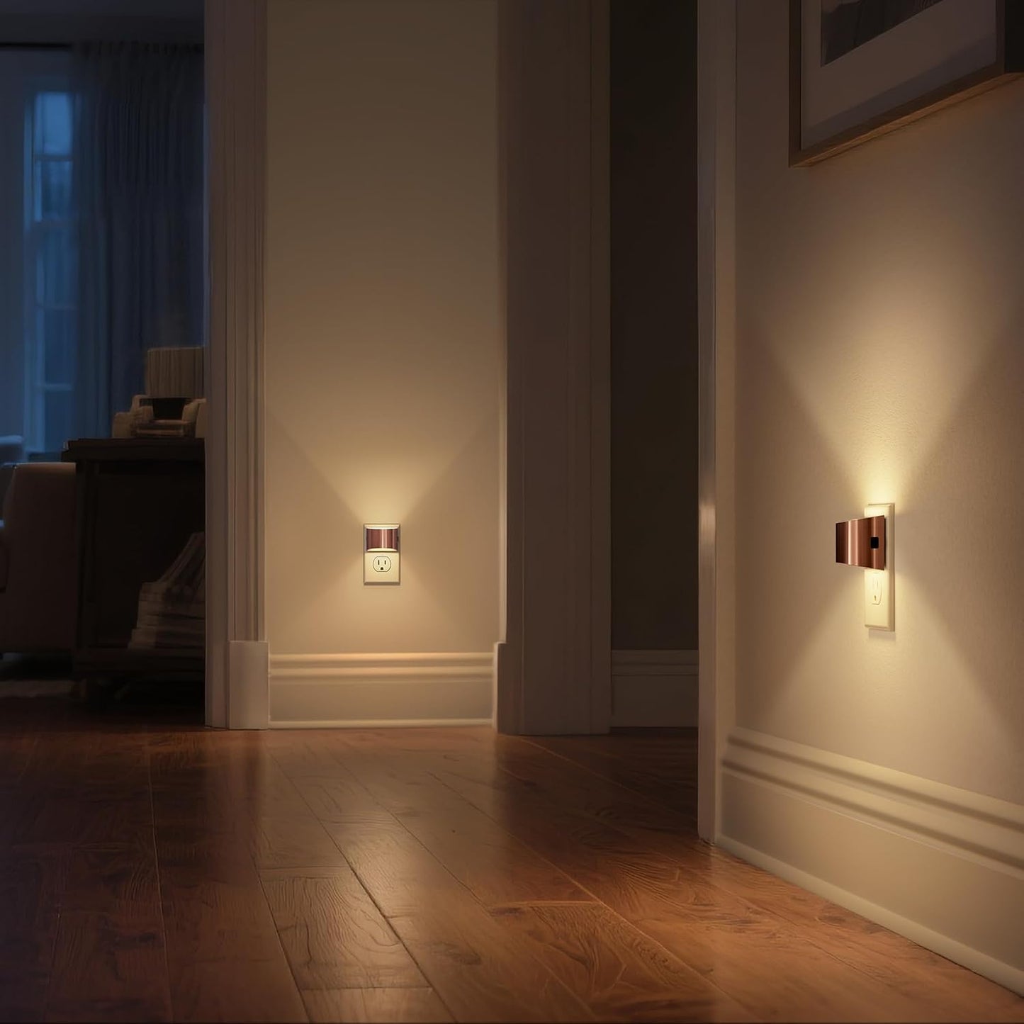 DORESshop LED Night Light[2 Pack], Night Lights Plug into Wall, 3 Level Brightness Adjustable Plug in Night Light, Dusk to Dawn Sensor, Nightlights for Adults, Bedroom, Bathroom, Hallway, Amber
