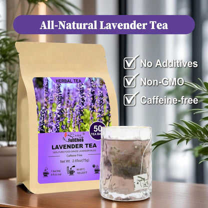 FullChea - Lavender Tea Bags, 50 Count, Natural Lavender Flowers