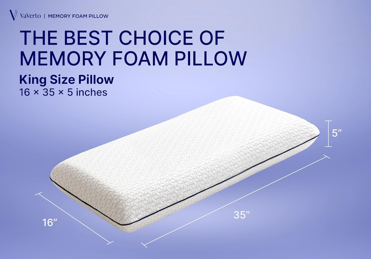 Cooling Gel Memory Foam Pillows - 1-Pack - Standard Size Memory Foam Pillow For Sleeping - Firm Pillow - Back, Stomach & Side Sleeper - Shoulder & Back Pain Relief - Washable, Bamboo Viscose Cover