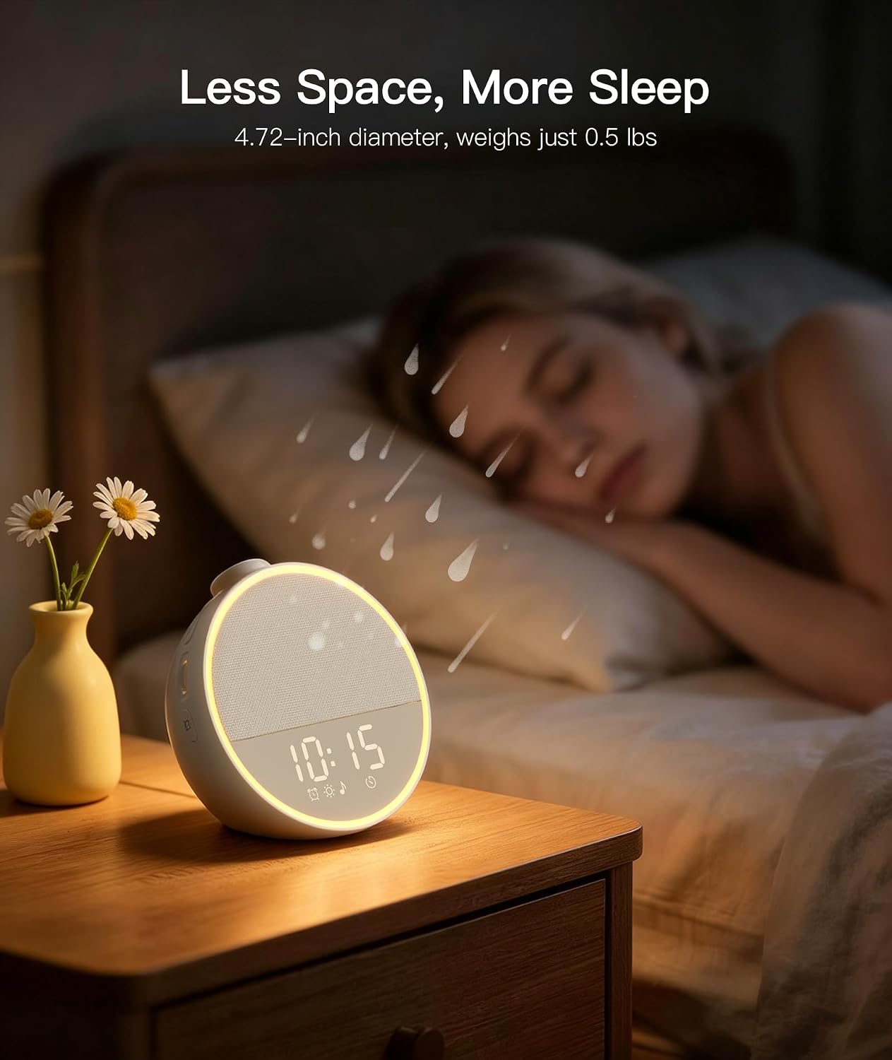 Sound Machine - Alarm Clock White Noise Sound Machine for Sleep, Night Light, 30 Soothing Sounds, 10 Gentle Alarms, Sleep Timer, Screen-Free Sleep Routine for Adults, Travel, Nightstand, Office