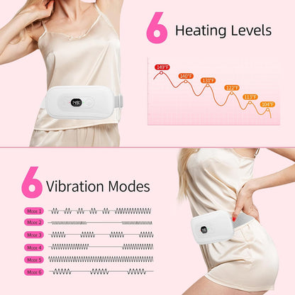Portable Heating Pad: 2 Timer 6 Heat Levels 6 Vibration Modes Cordless Electric Heating Pad 3s Fast Heating Travel Heating Pad Gifts for Women Christmas Birthday Pink