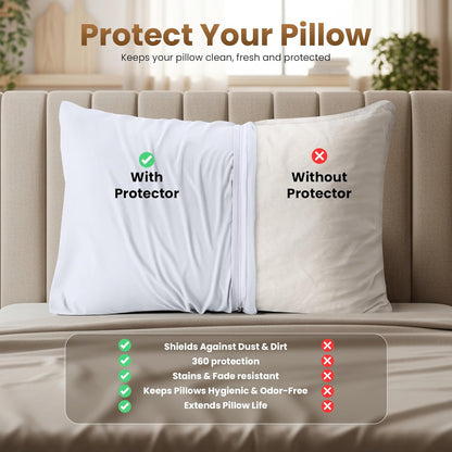 Utopia Bedding 4 Pack Pillow Protectors with Zipper Queen Size, Soft Brushed Microfiber Fabric Pillow Cases, Shrinkage and Fade Resistant Pillow Covers (White)