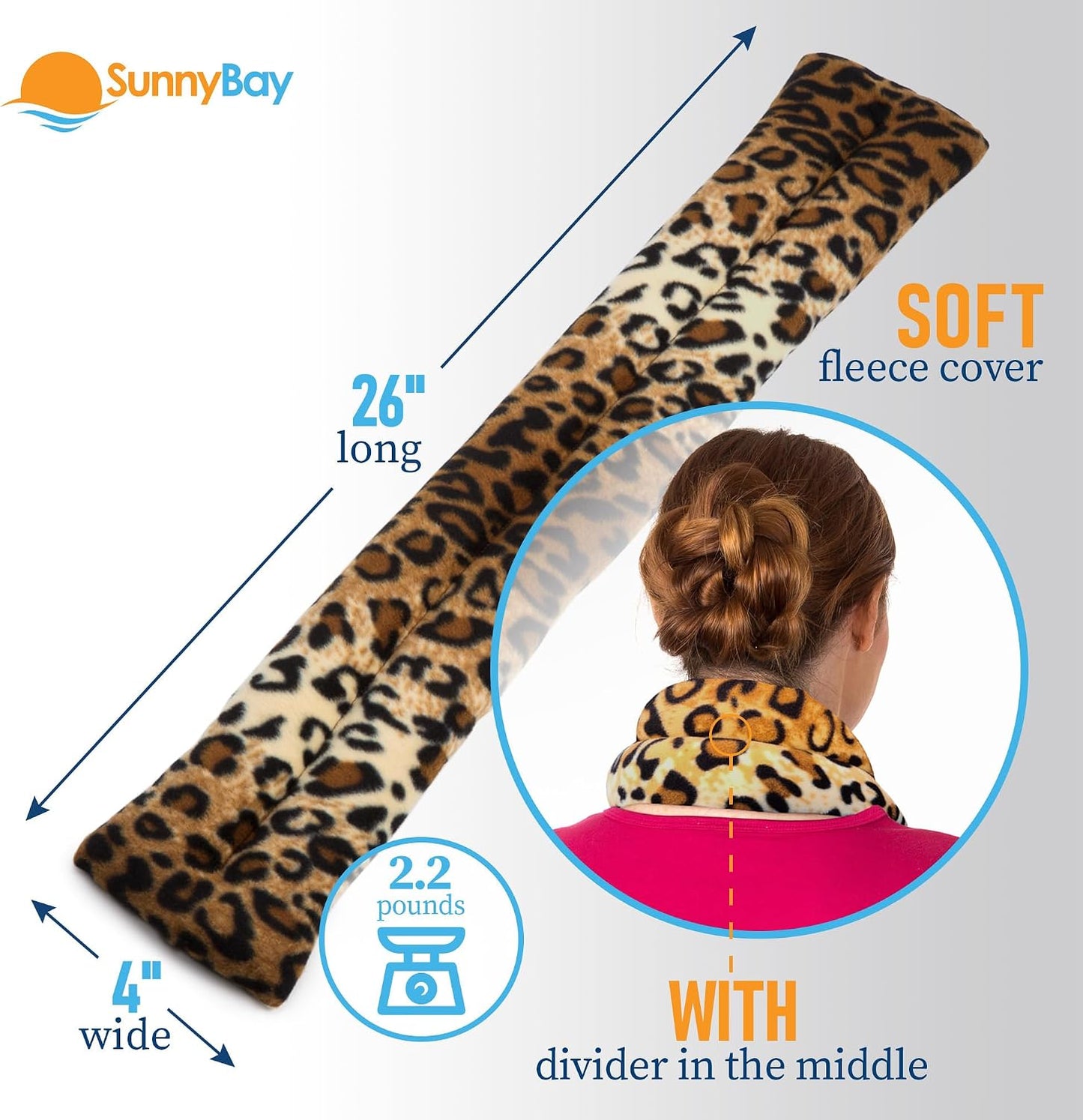 SunnyBay Microwavable Heating Pad for Neck and Shoulder, Heated Neck Wrap, Microwave Heat Pad, Weighted Beanbag Moist Hot or Cold Compress, 2.2 lbs, 26x4 Inches, Navy Blue