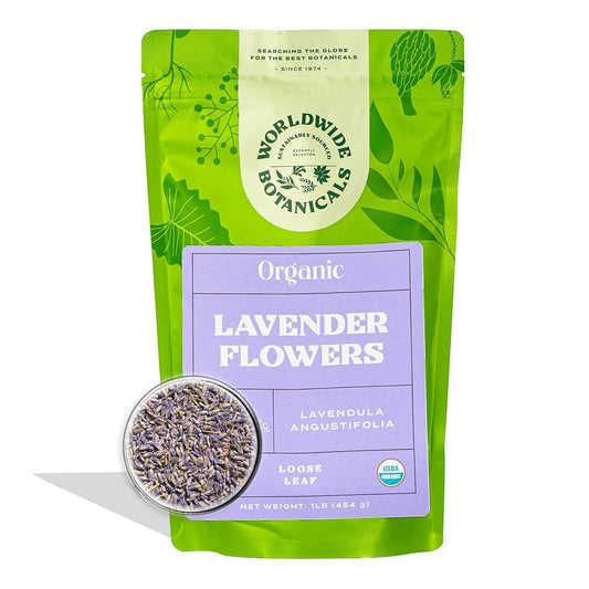 Worldwide Botanicals Organic Lemon Balm Tea, 1Lb - Loose Leaf Premium Herbal Tea | 100% Pure Lemon Balm Leaves | For Stress Relief and Good Digestion | Kosher