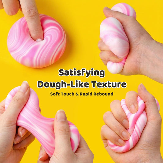 LovesTown Stress Ball, 2.5" Squeeze Ball Assorted Colors Dough Fidget Toy 3 Colors for Adult Stress Relief Hand Exercise Increase Entertainment, Party Favors Birthday Gifts, Medium