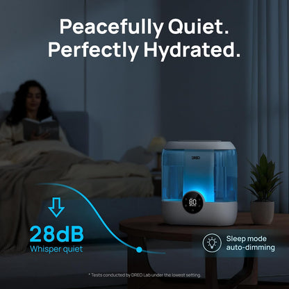 DREO 6L Humidifiers for Bedroom, 60H Runtime, 28 dB Quiet, HM524 | Precise Humidity Control, Easy to Refill & Clean, Nightlight, Cool Mist Humidifiers for Large Rooms, Baby Nurseries & Plants