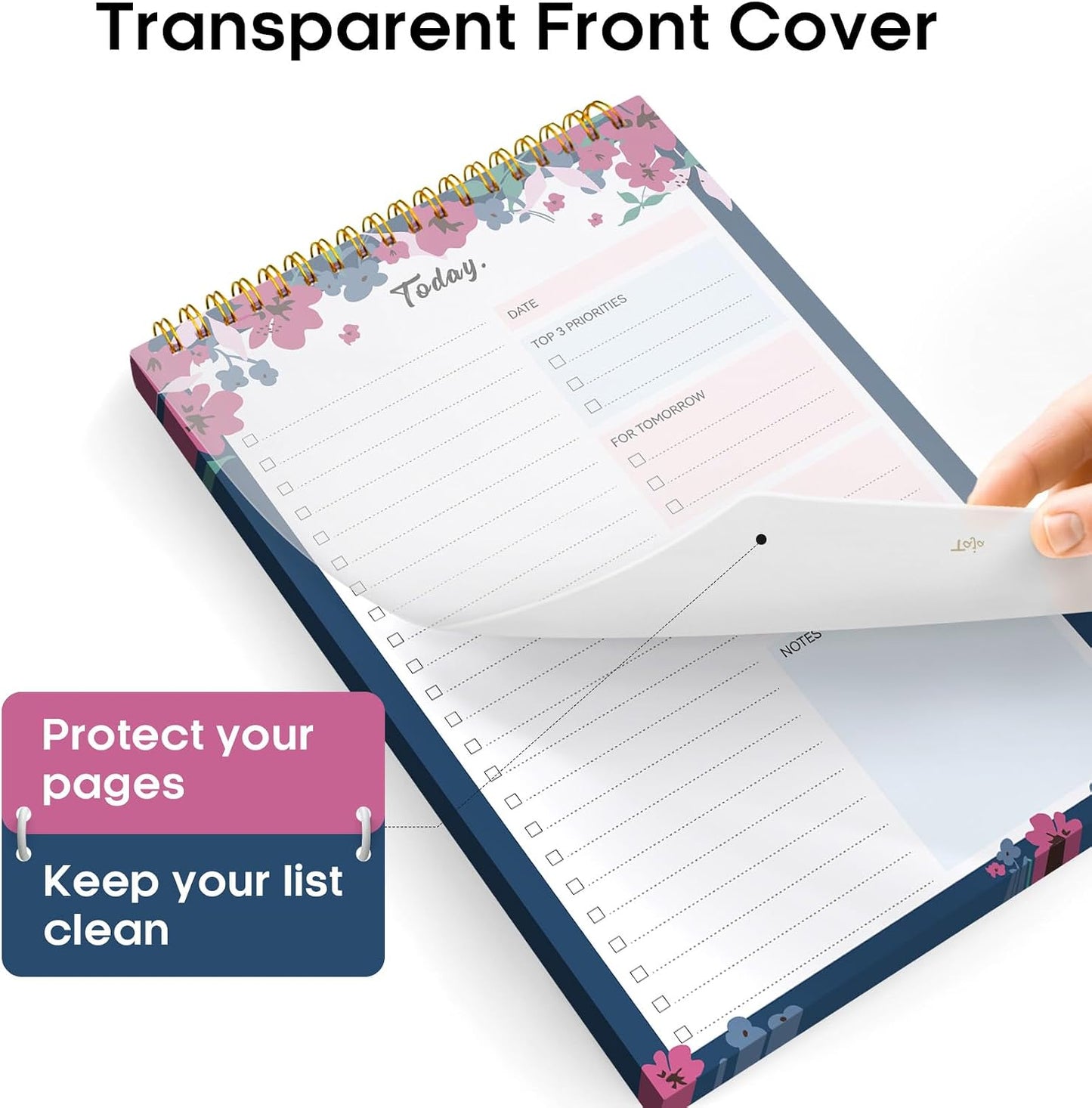 Taja To Do List Notepad - To Do List Notebook for Work with 52 Sheets, 9.8" x 6.5", Undated Daily Planner Perfect for Daily Tasks and Goal Setting, Notepad Suitable for Office, Home & School - Violet Dream
